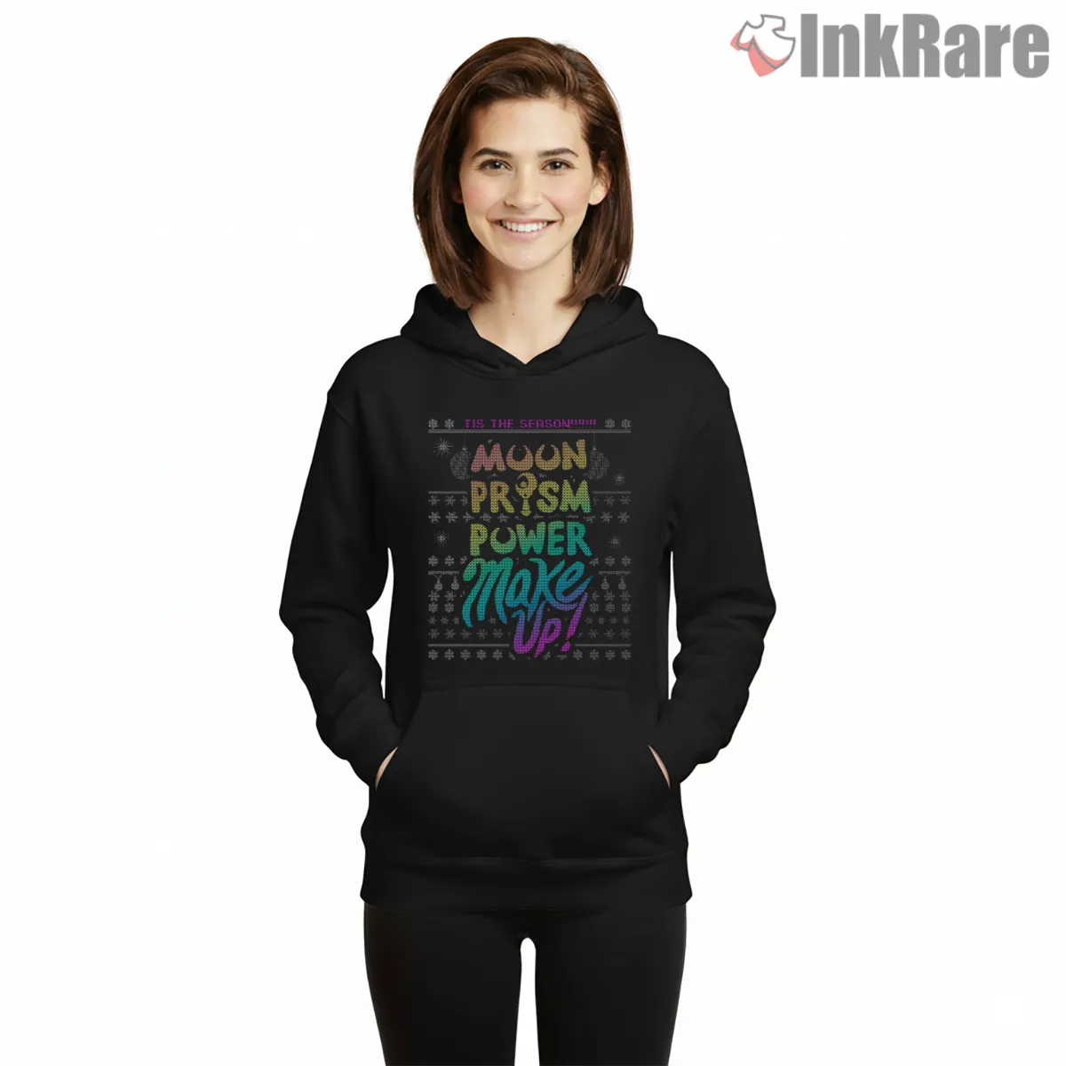 Moon Prism Power Makeup Christmas Hoodie Black Moon Prism Power Makeup Christmas Shirt on black hoodie for women graphic tee