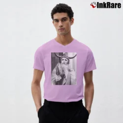 Men’s moondog sandalwood avant garde jazz V-Neck Tee in light pink | Sharp, Breathable, Everyday Staple