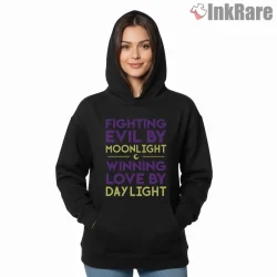 Moonlight Courage Statement Power Shirt on black hoodie for women graphic tee