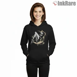 Moonlit Silhouette Magical Hero Shirt on black hoodie for women graphic tee