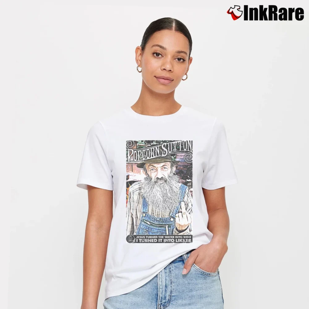 Women’s Moonshine Popcorn Sutton Signature T-Shirt in white | Soft, Flattering Fit