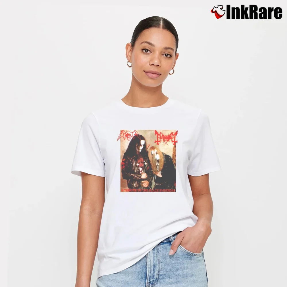 Women’s Morbid Mayhem A Tribute To The Black Emperors Signature T-Shirt in white | Soft, Flattering Fit