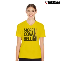 Women’s more cowbell snl funny sketch comedy V-Neck Tee in yellow | Chic Neckline, Soft Texture