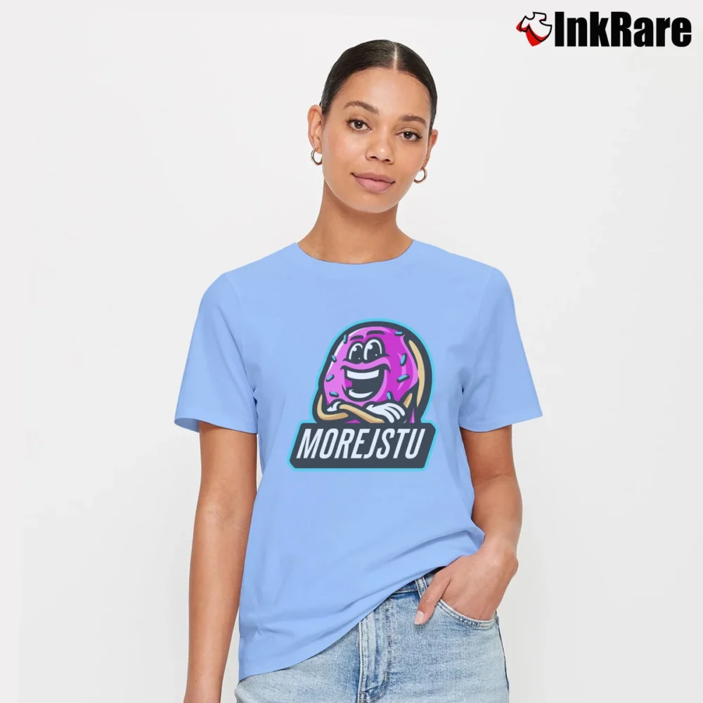Women’s Morejstu Logo Birthday Gift Signature T-Shirt in light blue | Soft, Flattering Fit