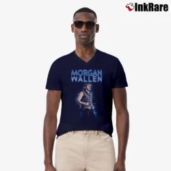 Men’s morgan wallen country singer fan V-Neck Tee in navy | Sharp, Breathable, Everyday Staple