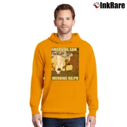 Men’s Morning Sam Ralph Looney Tunes Pullover Hoodie in orange | Cozy, Durable, Modern Fit