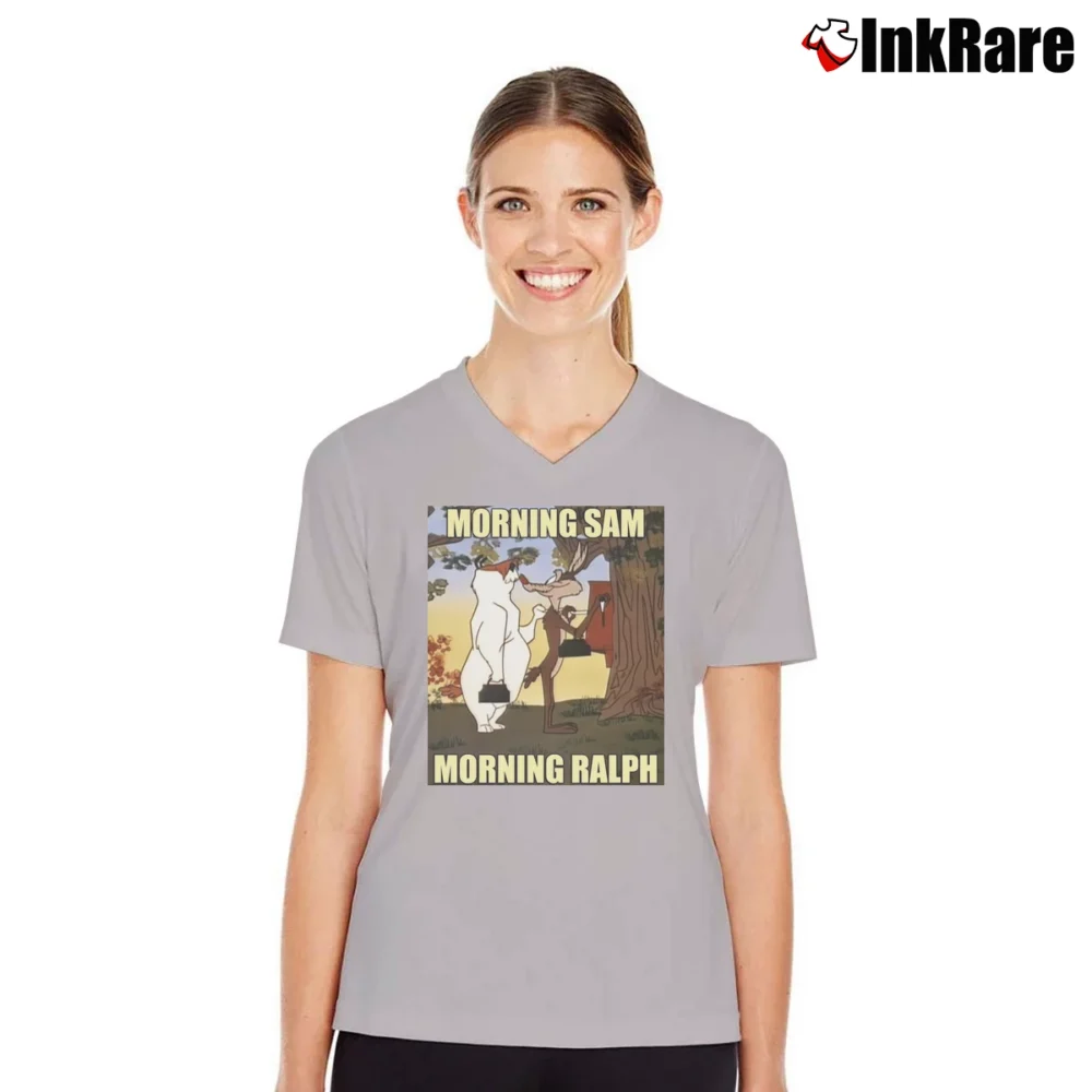 Women’s Morning Sam Ralph Looney Tunes V-Neck Tee in sport grey | Chic Neckline, Soft Texture