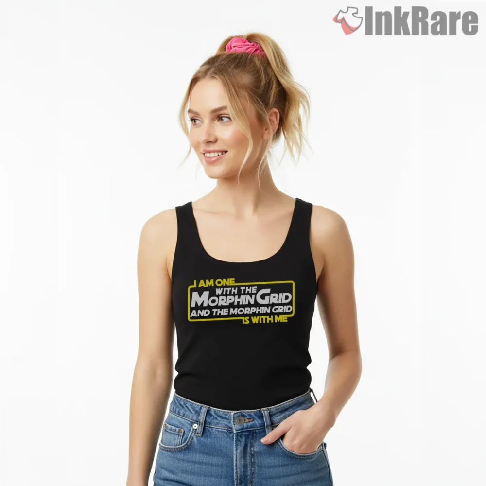 Morphin Grid Power Connection Quote Shirt on black tank top for women graphic tee