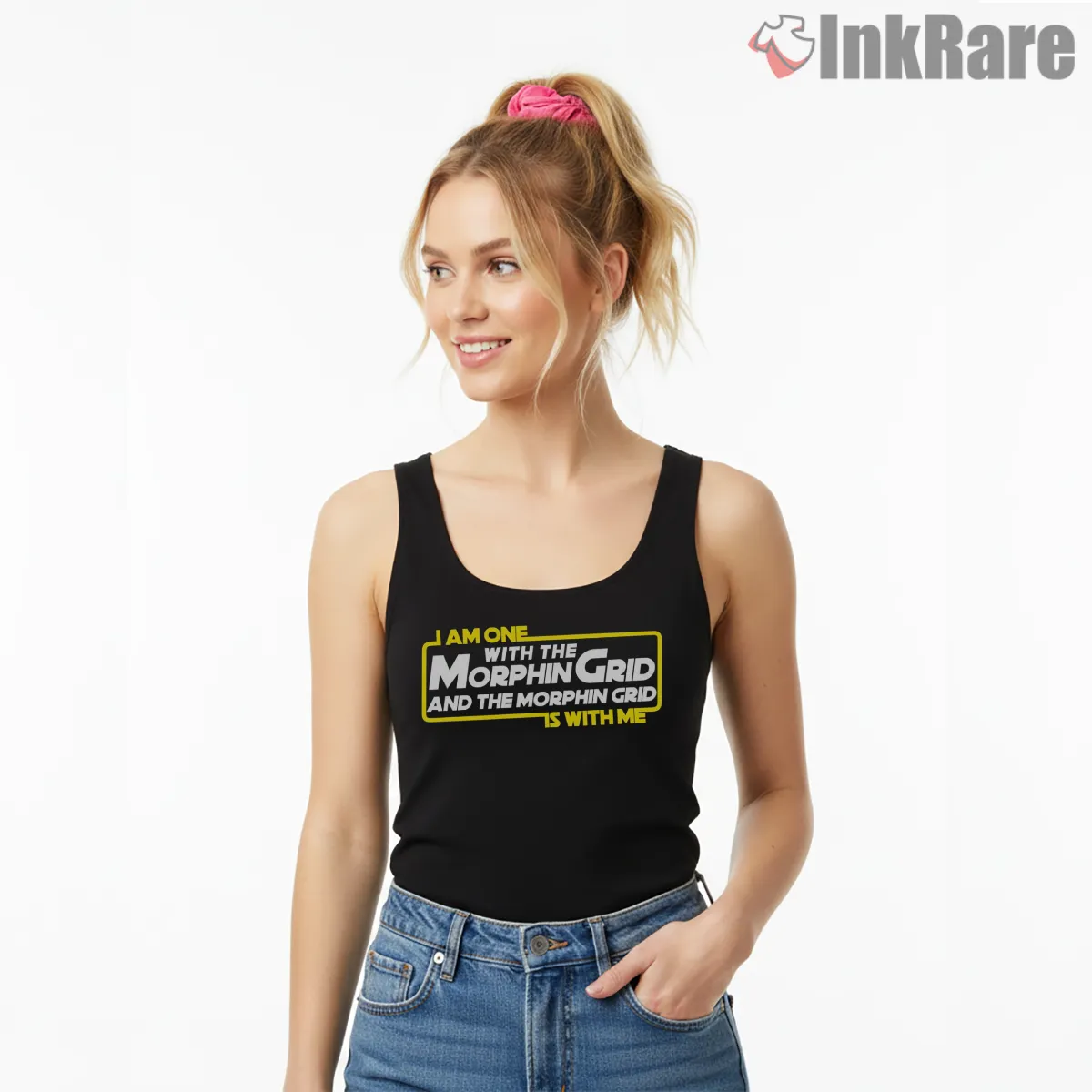 Morphin Grid Power Connection Quote Tank Top Black Morphin Grid Power Connection Quote Shirt on black tank top for women graphic tee