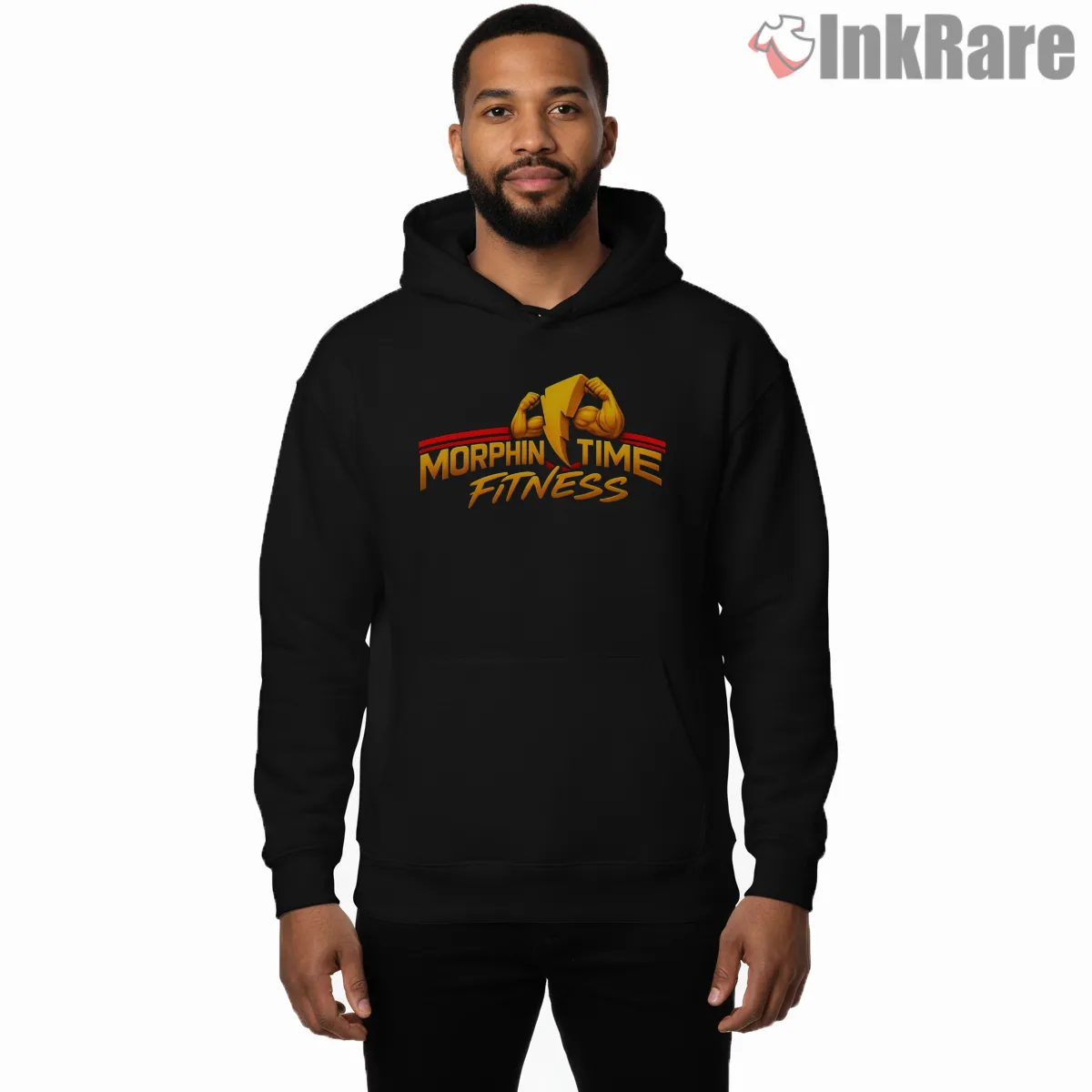Morphin Time Fitness Power Ranger Gym Hoodie Black Morphin Time Fitness Power Ranger Gym Shirt on black hoodie for men graphic tee