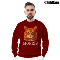 Men’s Morris The Cat Retro 1980s Crewneck Sweatshirt in maroon | Cozy Fabric, Clean Style