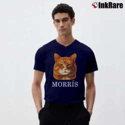 Men’s Morris The Cat Retro 1980s V-Neck Tee in navy | Sharp, Breathable, Everyday Staple