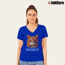 Women’s Morris The Cat Retro 1980s V-Neck Tee in royal blue | Chic Neckline, Soft Texture