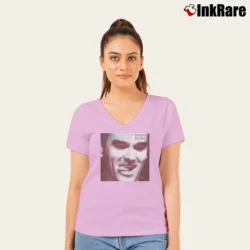 Women’s morrissey beethoven was deaf alternative music V-Neck Tee in light pink | Chic Neckline, Soft Texture
