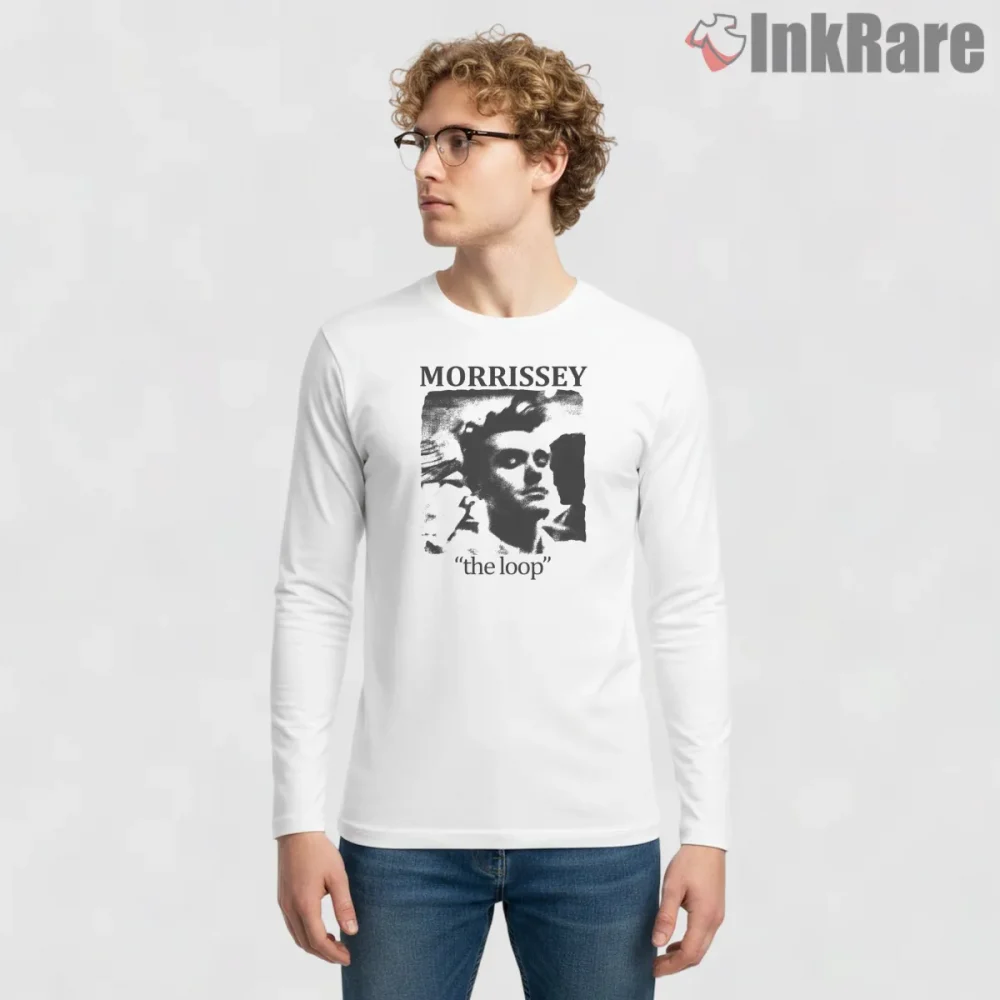Morrissey Vintage Portrait The Loop Indie Art Shirt on white long sleeve shirt for men graphic tee