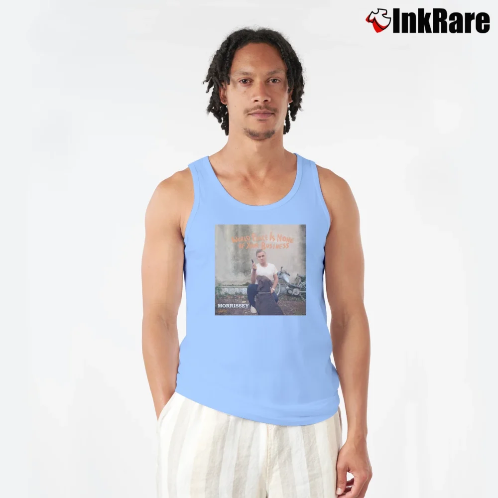 Men’s morrissey world peace is none of your business protest album Tank Top in light blue | Breathable, Active-Friendly Design