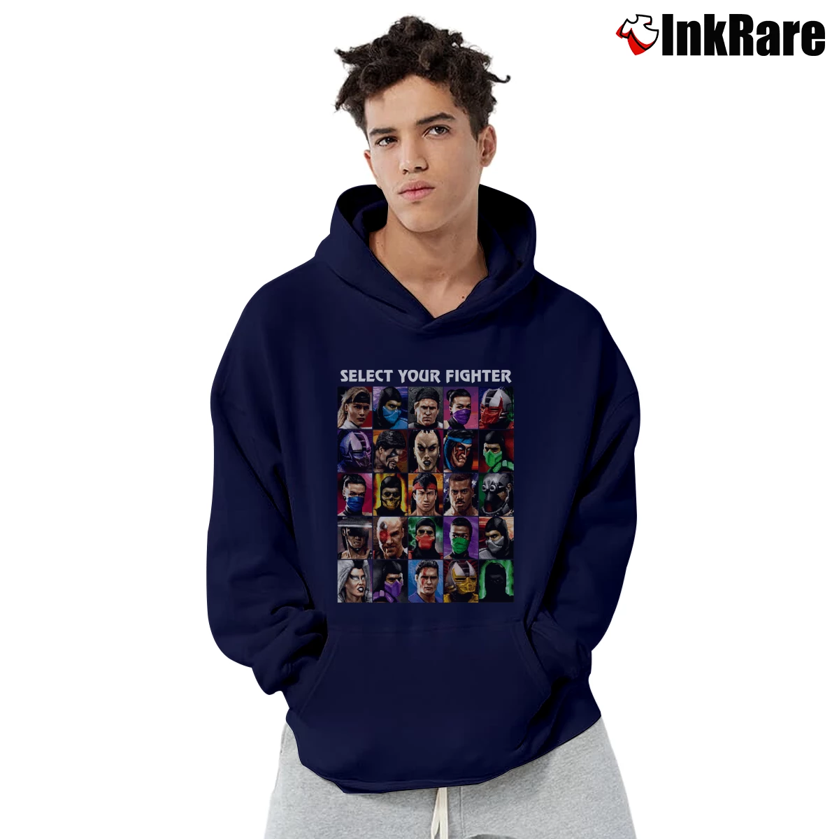 Men’s Mortal Kombat Character Select Pullover Hoodie in navy | Cozy, Durable, Modern Fit