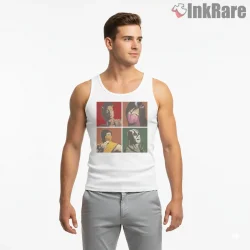 Mortal Kombat Classic Fighters Pop Portrait Grid Shirt on white tank top for men graphic tee