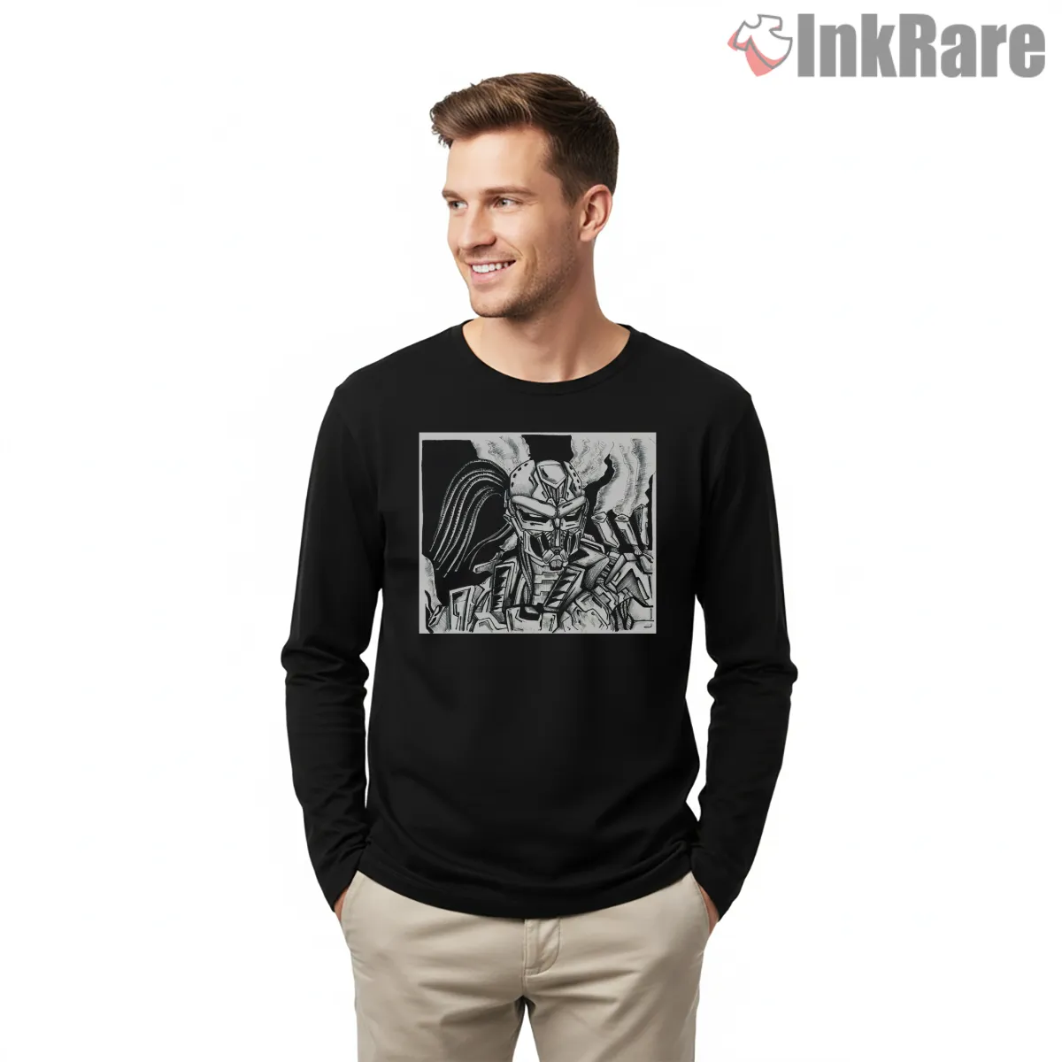 Mortal Kombat Cyber Smoke Robot Ninja Shirt on black long sleeve shirt for men graphic tee