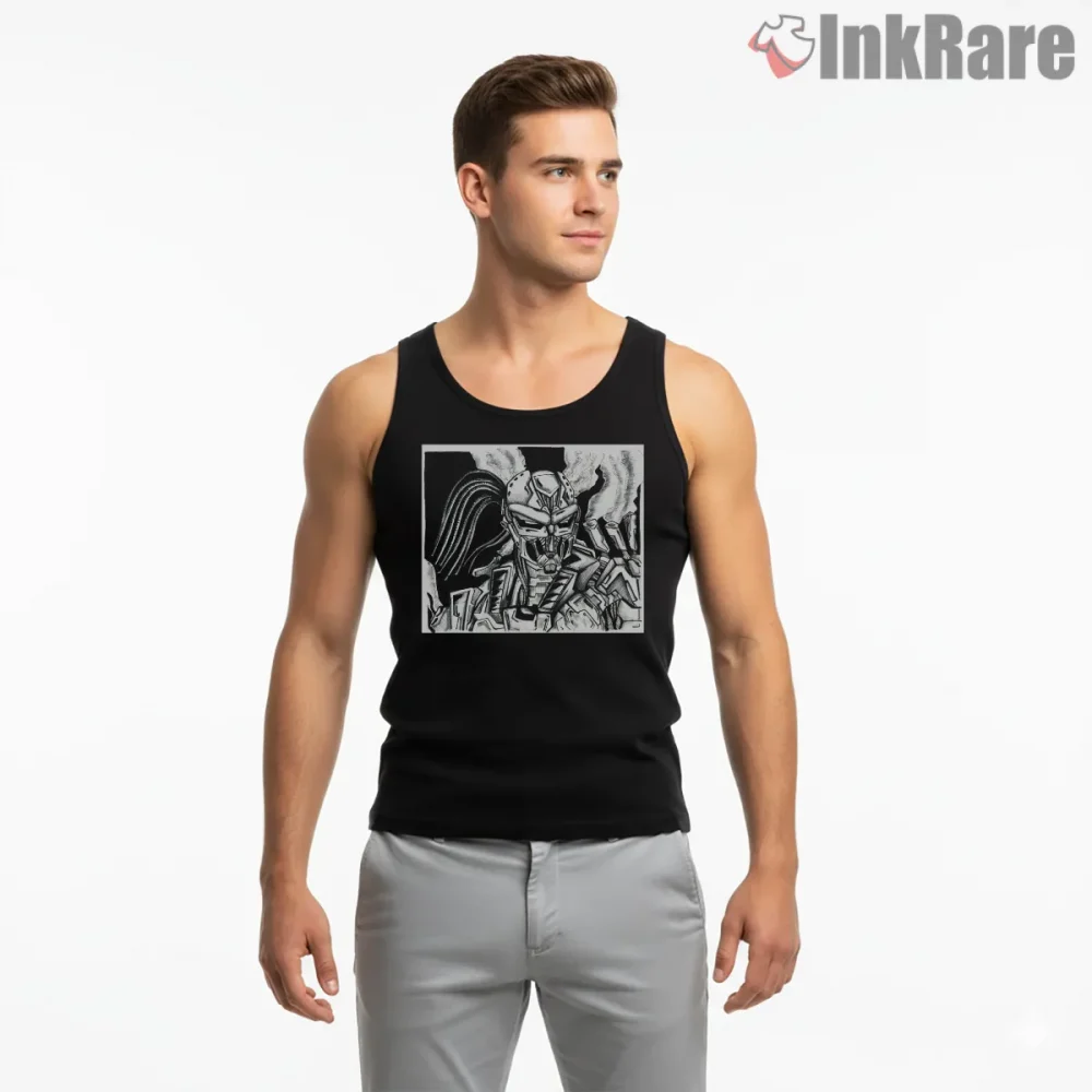 Mortal Kombat Cyber Smoke Robot Ninja Shirt on black tank top for men graphic tee