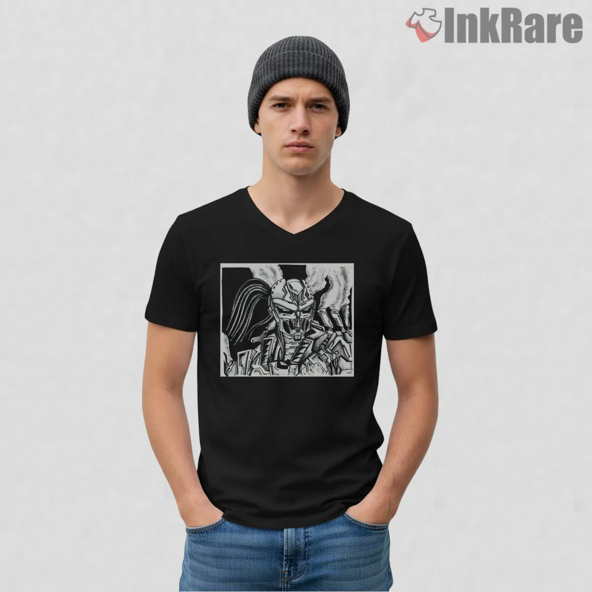 Mortal Kombat Cyber Smoke Robot Ninja V Neck Black Mortal Kombat Cyber Smoke Robot Ninja Shirt on black v-neck shirt for men graphic tee