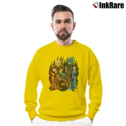 Men’s Mortal Kombat Dragonball Z Vegeta Goku Crewneck Sweatshirt in yellow | Cozy Fabric, Clean Style
