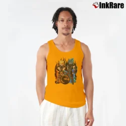 Men’s Mortal Kombat Dragonball Z Vegeta Goku Tank Top in orange | Breathable, Active-Friendly Design
