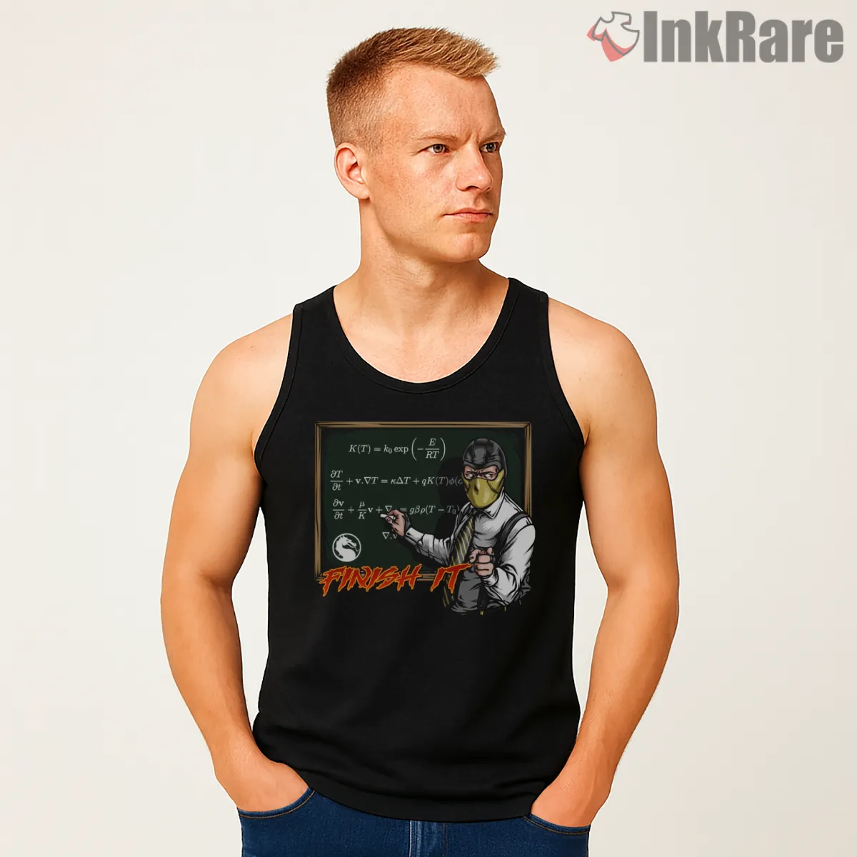 Mortal Kombat Finish It Professor Classroom Parody Tank Top Black Mortal Kombat Finish It Professor Classroom Parody Shirt on black tank top for men graphic tee