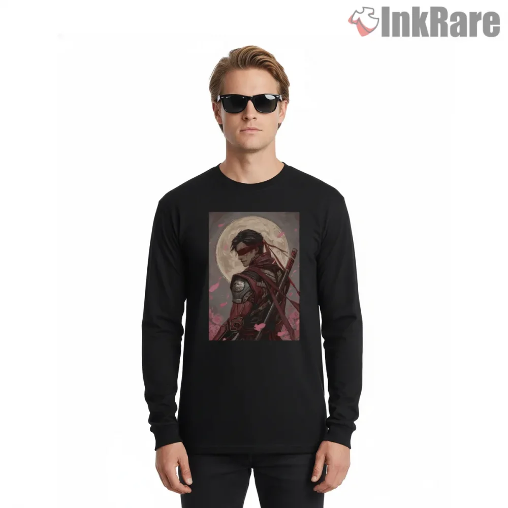 Mortal Kombat Kenshi Moonlight Samurai Warrior Shirt on black long sleeve shirt for men graphic tee