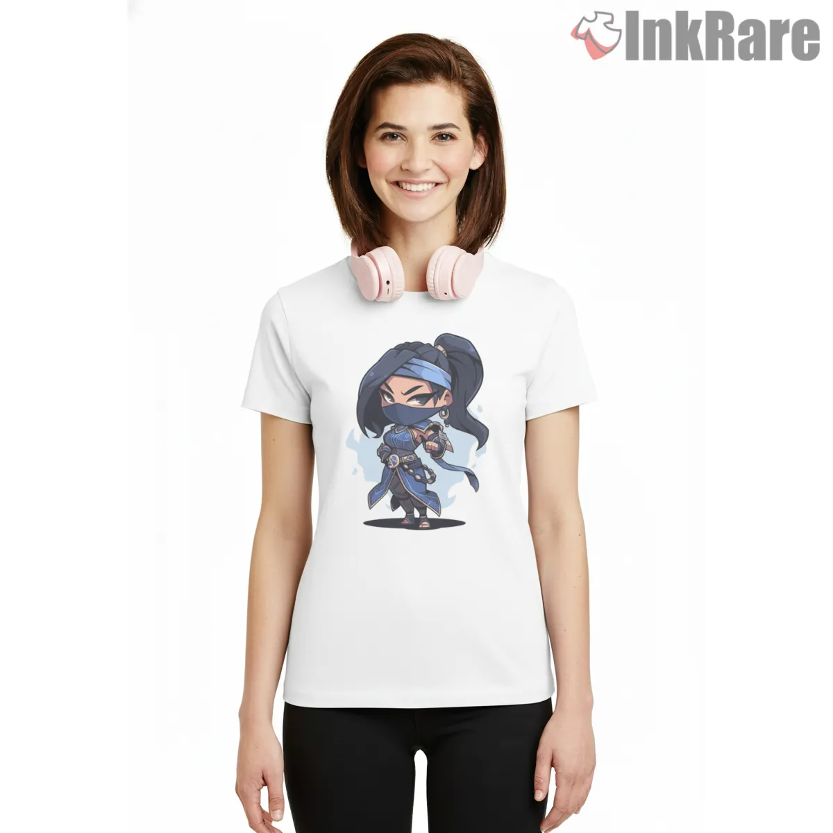 Mortal Kombat Kitana Chibi Blue Assassin Shirt on white short sleeve shirt for women graphic tee