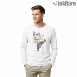 Mortal Kombat Liu Kang Chibi Martial Artist Shirt on white long sleeve shirt for men graphic tee