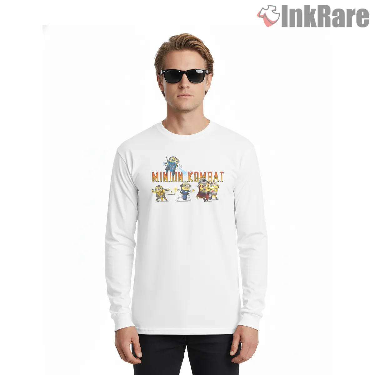 Mortal Kombat Minion Kombat Cartoon Crossover Shirt on white long sleeve shirt for men graphic tee