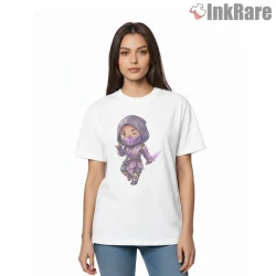 Mortal Kombat Rain Chibi Purple Ninja Shirt on white short sleeve shirt for women graphic tee