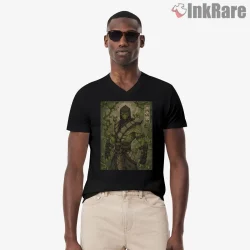 Mortal Kombat Reptile The Last Of His Kind Forest Shirt on black v-neck shirt for men graphic tee