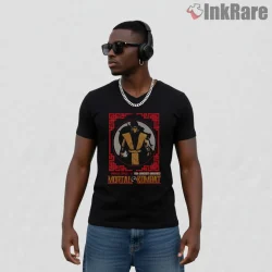 Mortal Kombat Scorpion Classic Frame Warrior Shirt on black v-neck shirt for men graphic tee