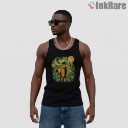 Mortal Kombat Scorpion Starry Night Hellfire Art Shirt on black tank top for men graphic tee