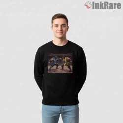 Mortal Kombat Scorpion Vs Sub Zero Duel Temple Shirt on graphic shirt for men graphic tee