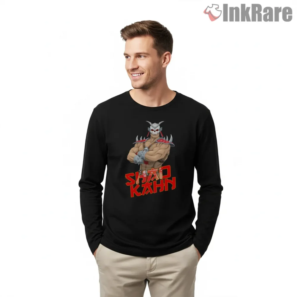 Mortal Kombat Shao Kahn Champion Warrior Pose Shirt on black long sleeve shirt for men graphic tee