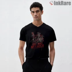 Mortal Kombat Shao Kahn Dont Make Me Laugh Shirt on black v-neck shirt for men graphic tee