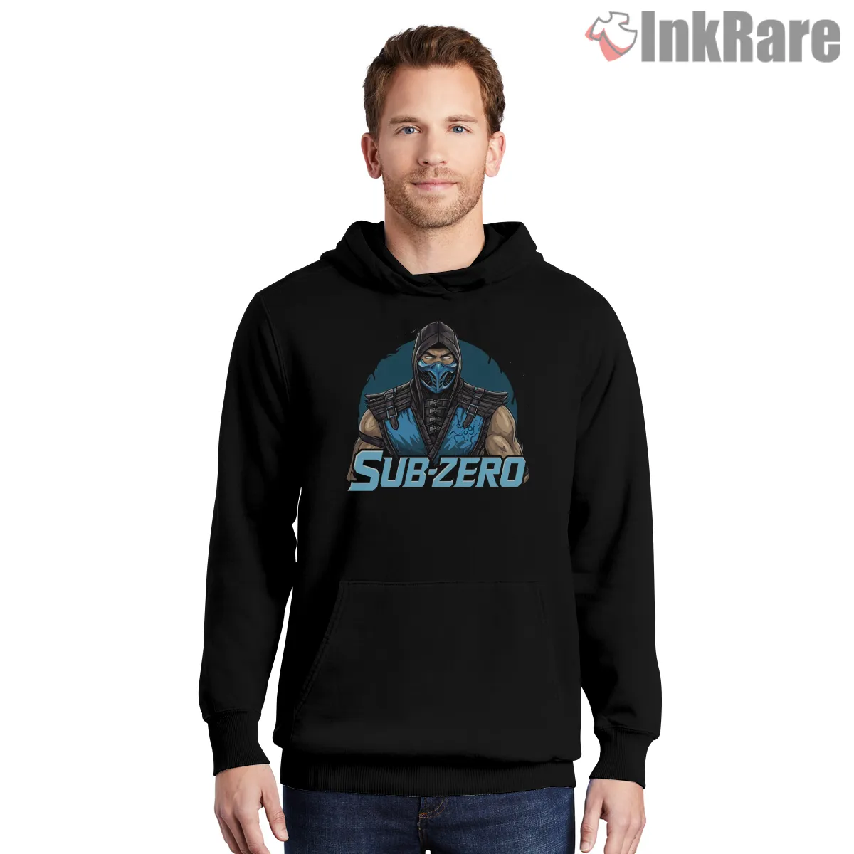 Mortal Kombat Sub Zero Bold Classic Fighter Shirt on black hoodie for men graphic tee