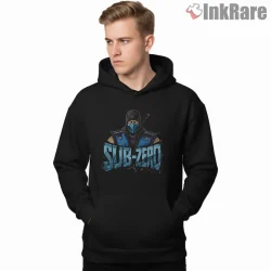 Mortal Kombat Sub Zero Bold Typography Ice Shirt on black hoodie for men graphic tee