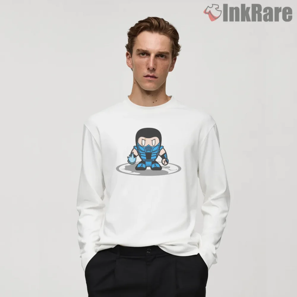 Mortal Kombat Sub Zero Chibi Ice Fighter Shirt on white long sleeve shirt for men graphic tee