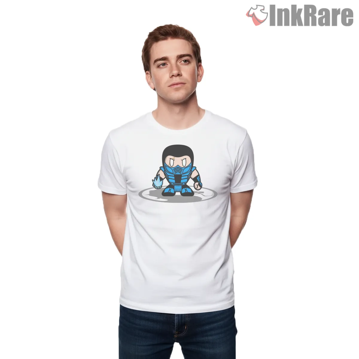 Mortal Kombat Sub Zero Chibi Ice Fighter Short Sleeve White Mortal Kombat Sub Zero Chibi Ice Fighter Shirt on white short sleeve shirt for men graphic tee