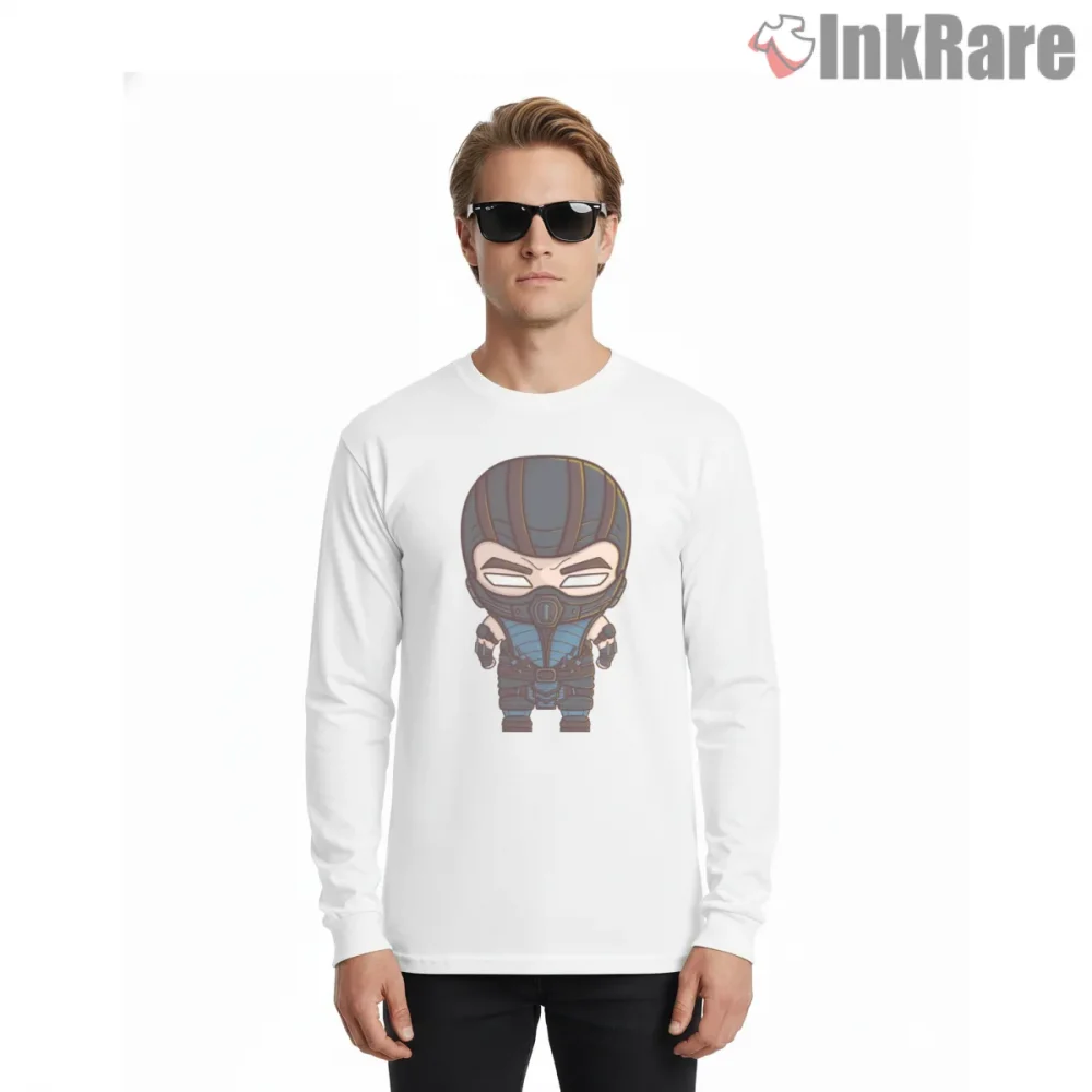 Mortal Kombat Sub Zero Chibi Mini Ice Warrior Shirt on white long sleeve shirt for men graphic tee