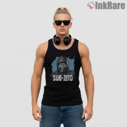 Mortal Kombat Sub Zero Cold Stare Portrait Shirt on black tank top for men graphic tee