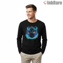 Mortal Kombat Sub Zero Ice Aura Power Shirt on black long sleeve shirt for men graphic tee