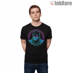 Mortal Kombat Sub Zero Neon Cyber Ice Shirt on black short sleeve shirt for men graphic tee