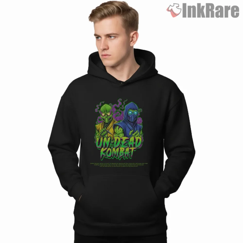 Mortal Kombat Undead Scorpion Vs Sub Zero Horror Shirt on black hoodie for men graphic tee