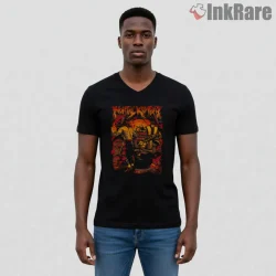 Mortal Kombat Vintage Anime Style Retro Fighter Shirt on black v-neck shirt for men graphic tee