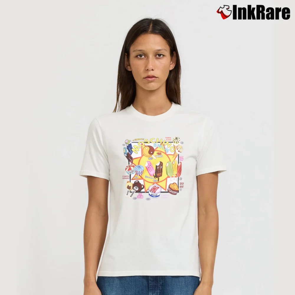 Women’s Moschino Graphic Signature T-Shirt in white | Soft, Flattering Fit